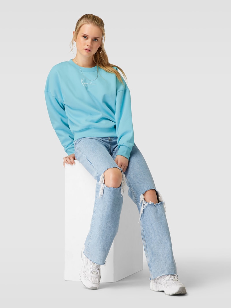 Sweatshirt mit Label-Stitching Modell 'Woven' in ozean blau