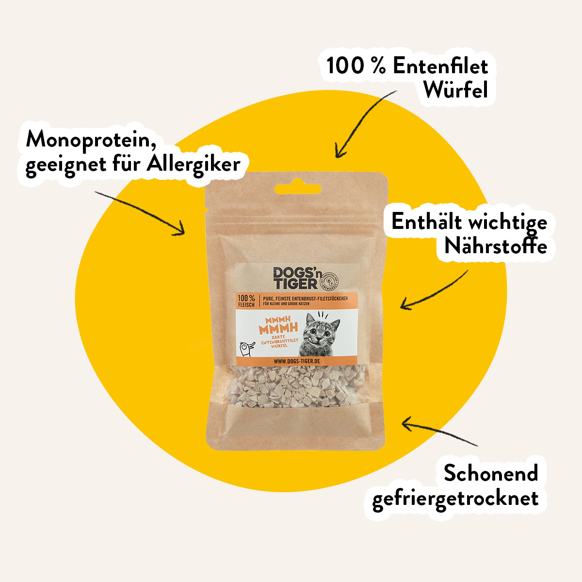 Dogs'n Tiger Mmmh Mmmh gefriergetrocknet Filet Ente 30g