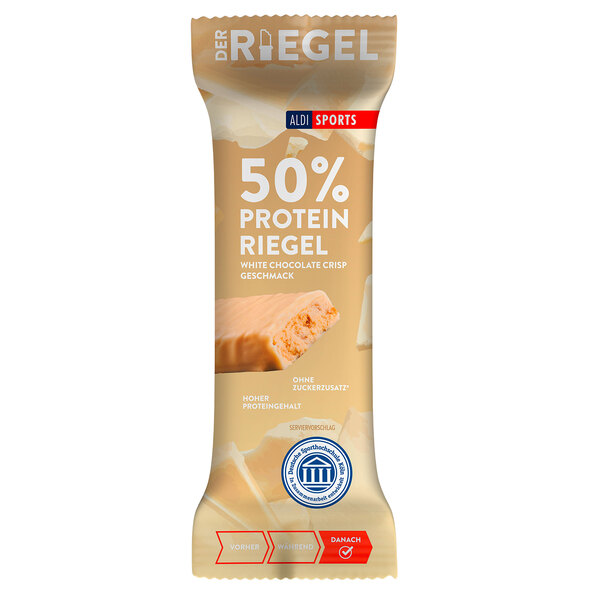 50 % Protein-Riegel White Chocolate Crisp, 6er Set (6 x 45 g = 270 g)