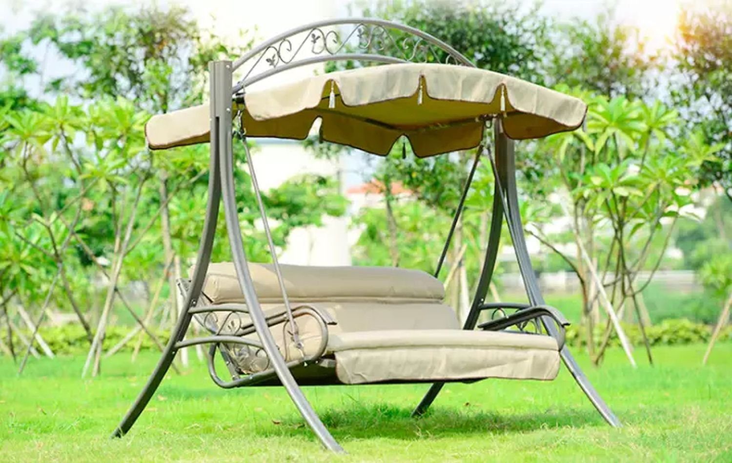 PureHaven Hollywoodschaukel Nordic für 3 Personen 210x150x200 cm, 3-Sitzer