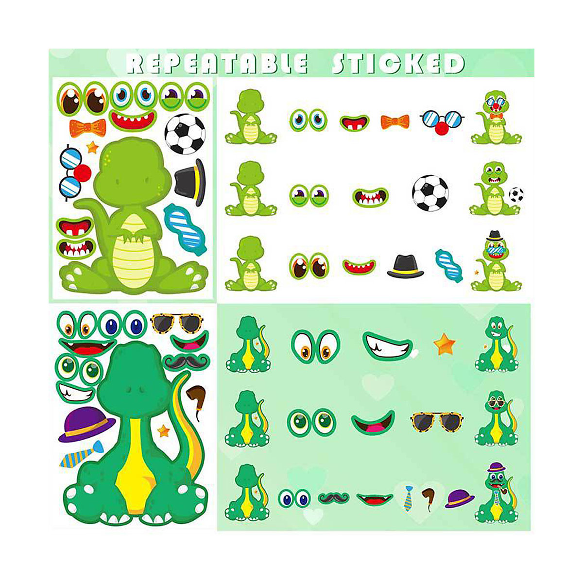 frler Aufkleber Sticker Puzzlespielzeug Dinosaurier,27 Stück Sticker für Kinder