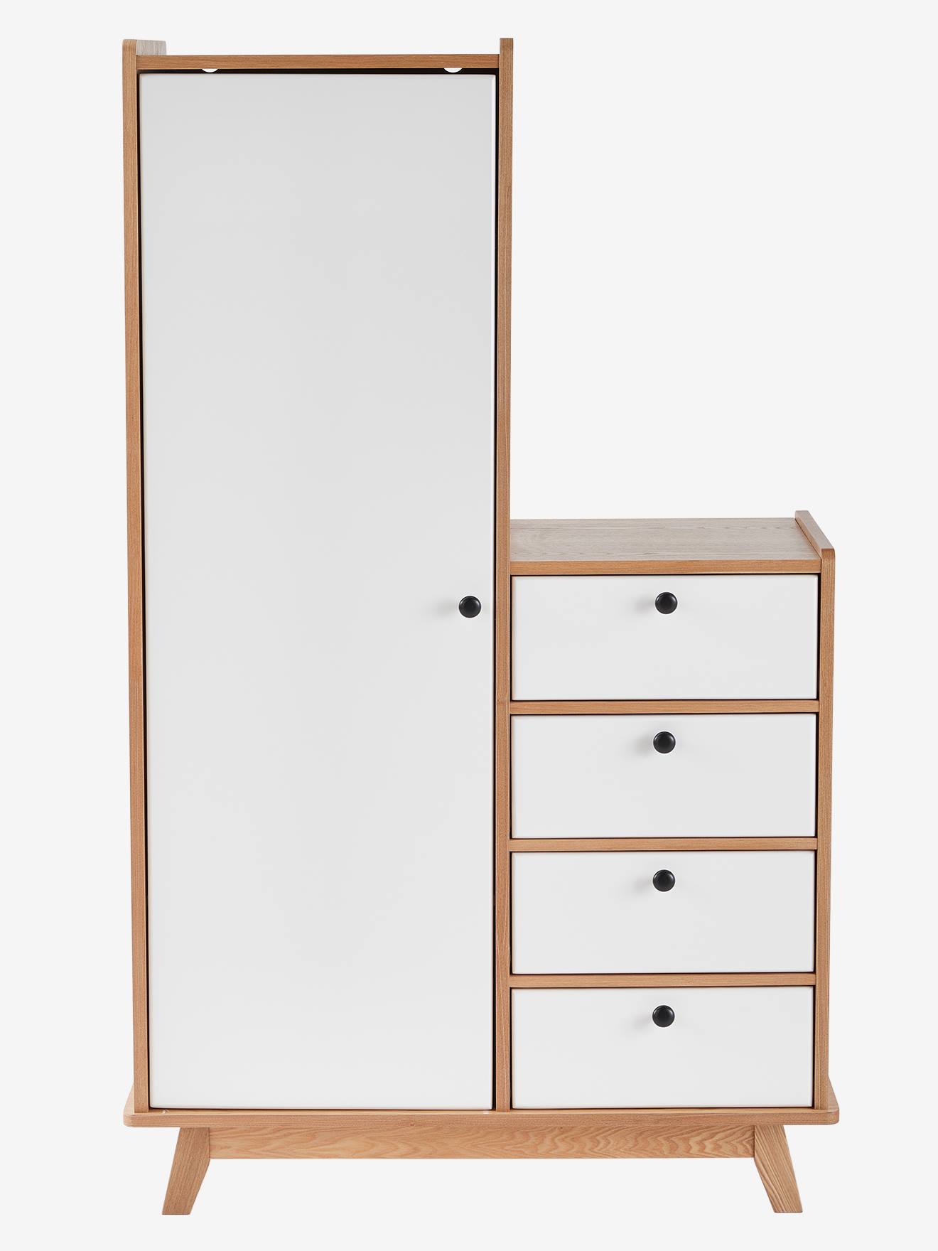 Vertbaudet Kinder Kleiderschrank VINTAGE - weiß/natur