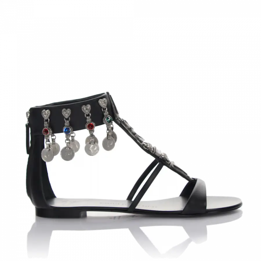 Giuseppe Zanotti - Sandalen Roll 10 Knöchelriemchen Leder schwarz - schwarz