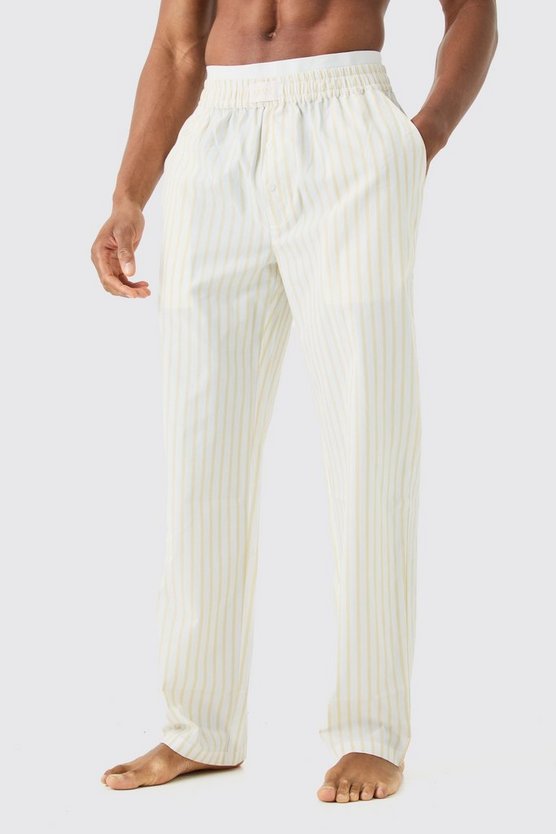 Gestreifte Loungewear-Hose mit doppeltem Bund