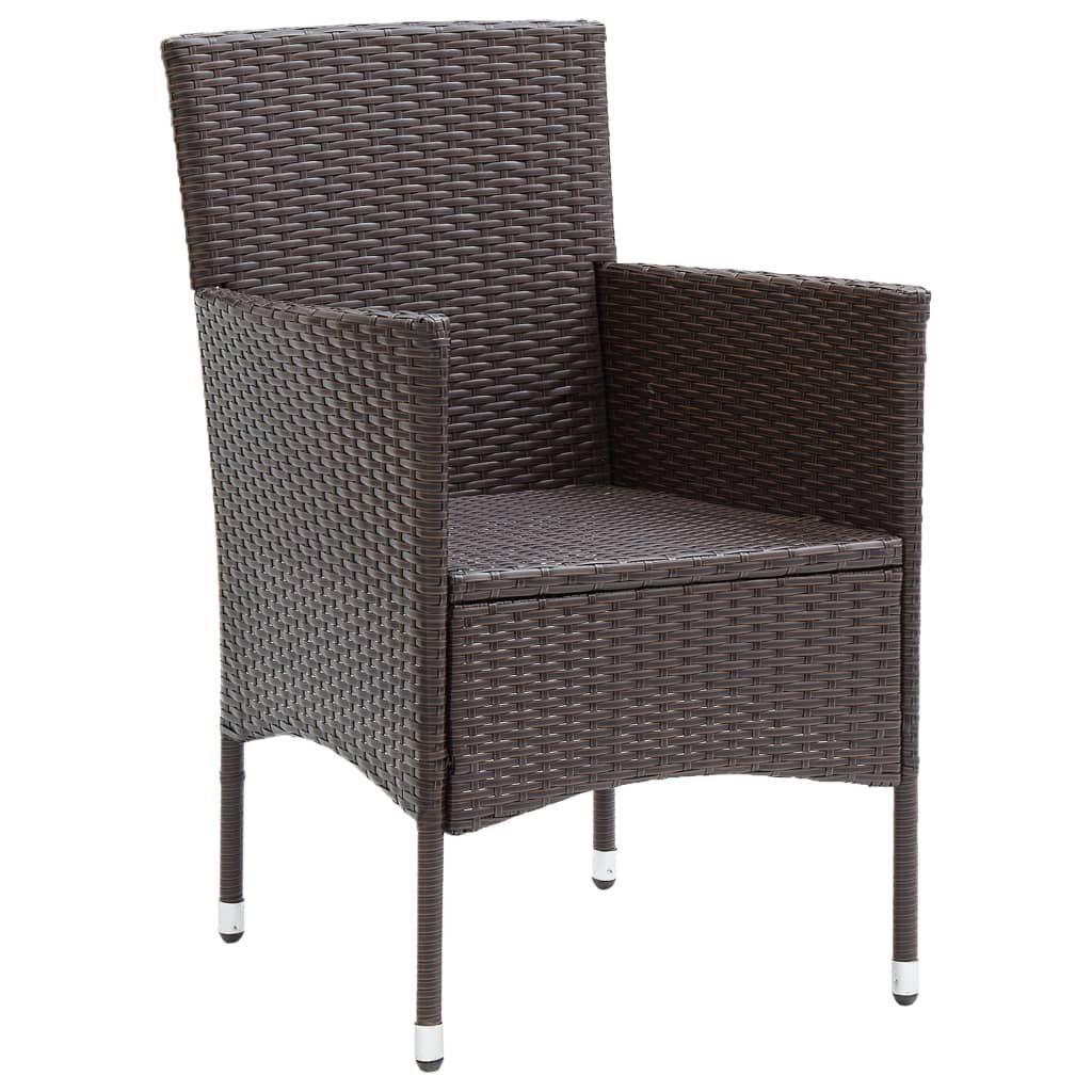 vidaXL Gartenstuhl Garten-Essstühle 2 Stk. Poly Rattan Braun (2 St)