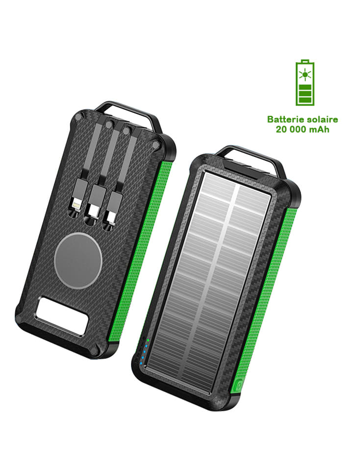 SmartCase Solar-Powerbank in Schwarz/ Grün - 20.000 mAh günstig kaufen onesize