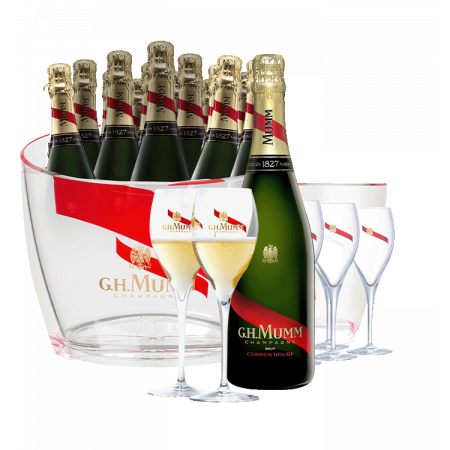 PACK SPECIAL MARIAGE MUMM CORDON ROUGE : CHAMPAGNE & SEAUX & FLUTES & VASQUES