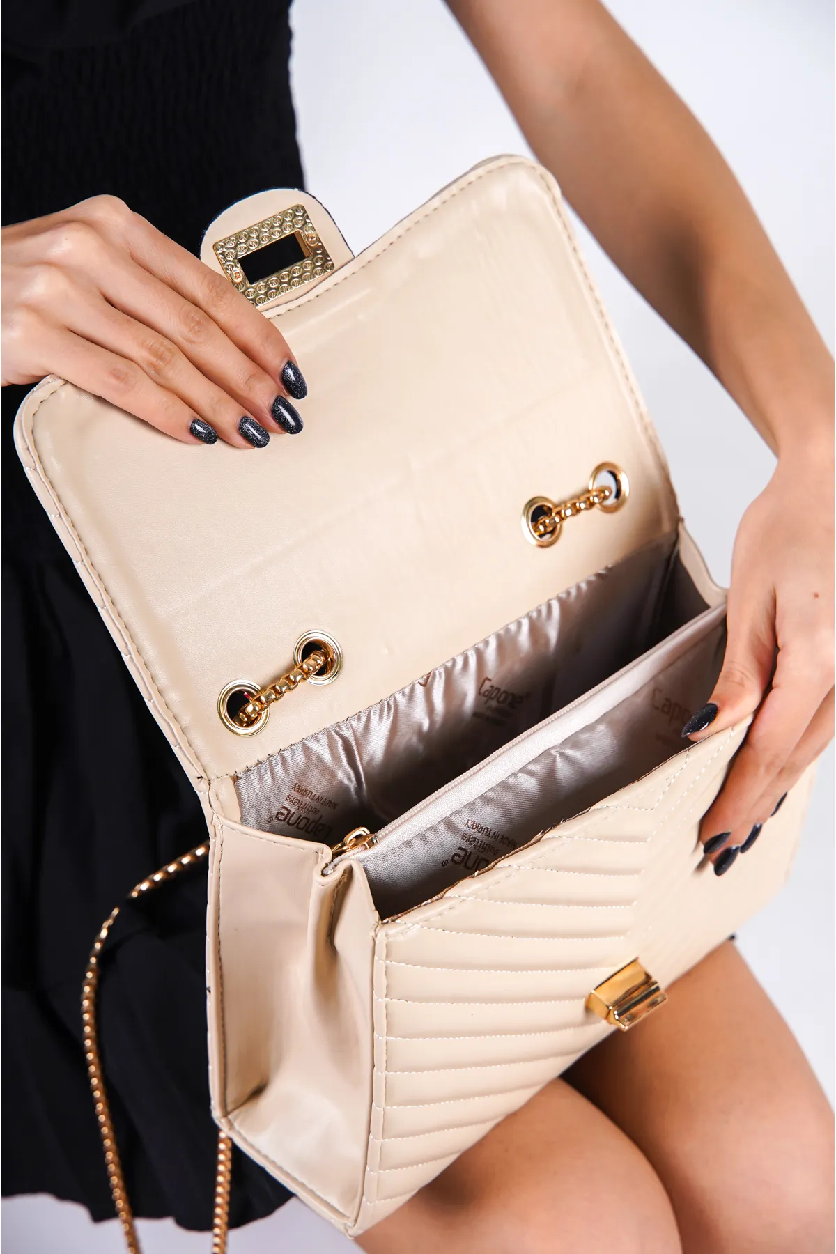 Capone Outfitters  Capone London Quilted Beige Damentasche