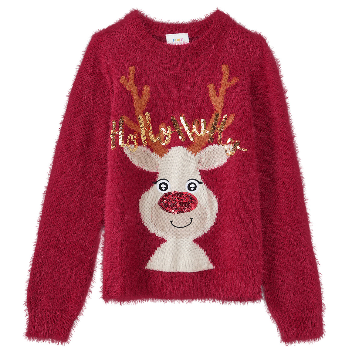 Mädchen Weihnachtspullover mit Pailletten rot