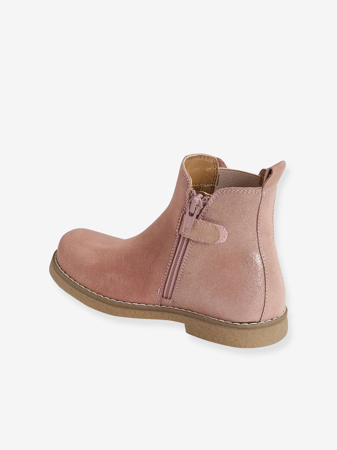 Vertbaudet Mädchen Boots mit Reißverschluss, Glanzeffekt - braun