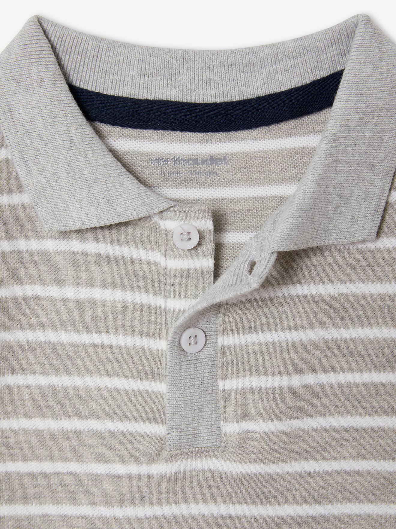 Lot de 2 polos garçons en maille piquée lot 1 bleu ardoise + 1 rayé