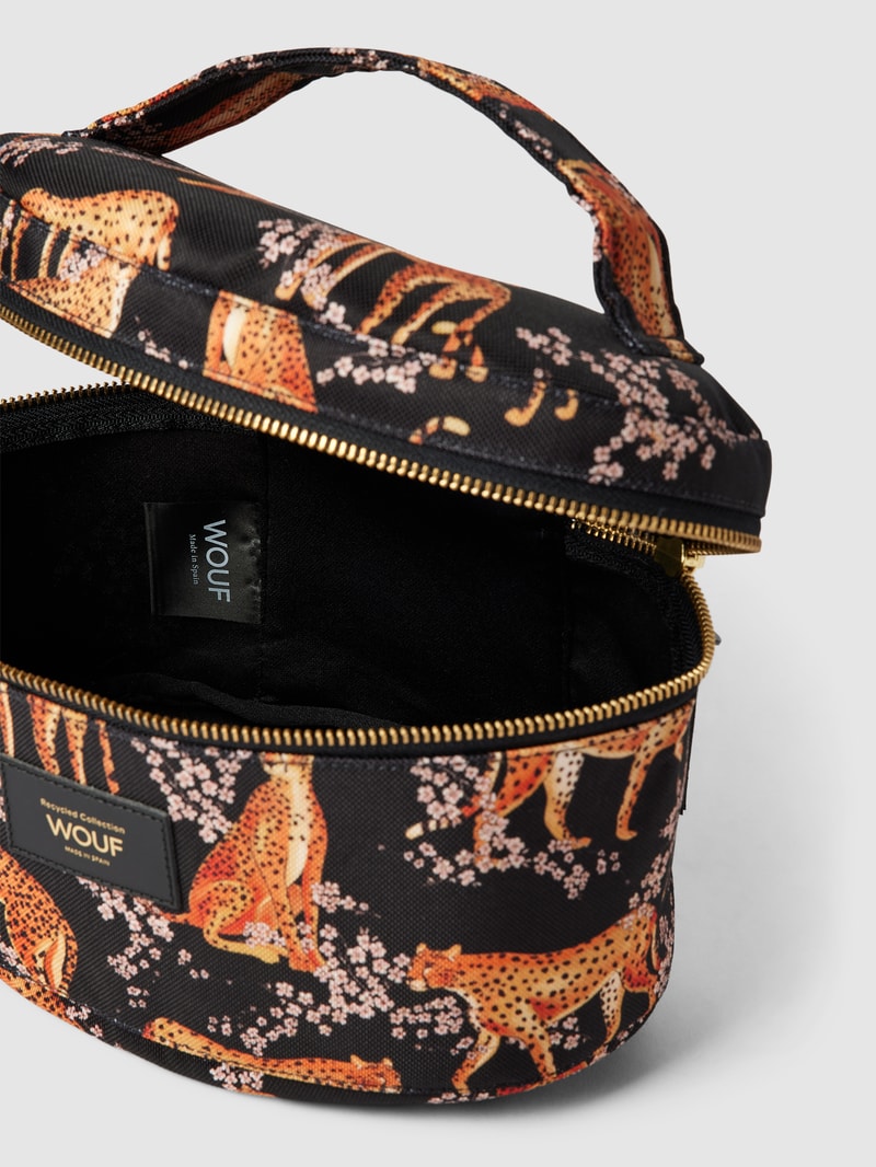 Kosmetiktasche mit kurzem Henkel Modell 'Salome' in schwarz
