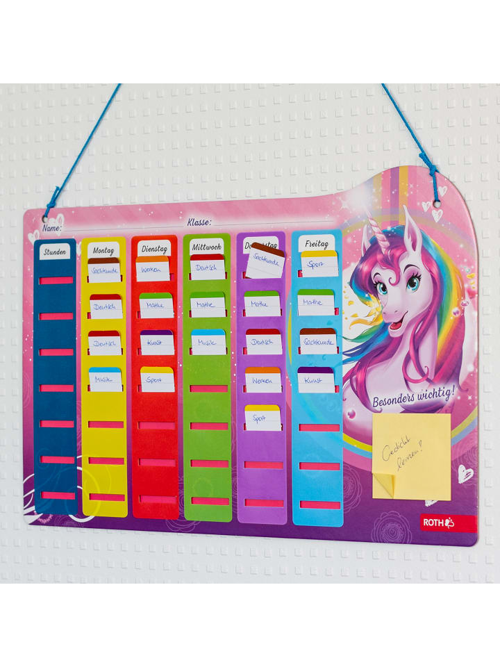ROTH Klipp&Klar Stundenplan Steck Fix, Einhornportrait, A3 in Bunt günstig kaufen onesize
