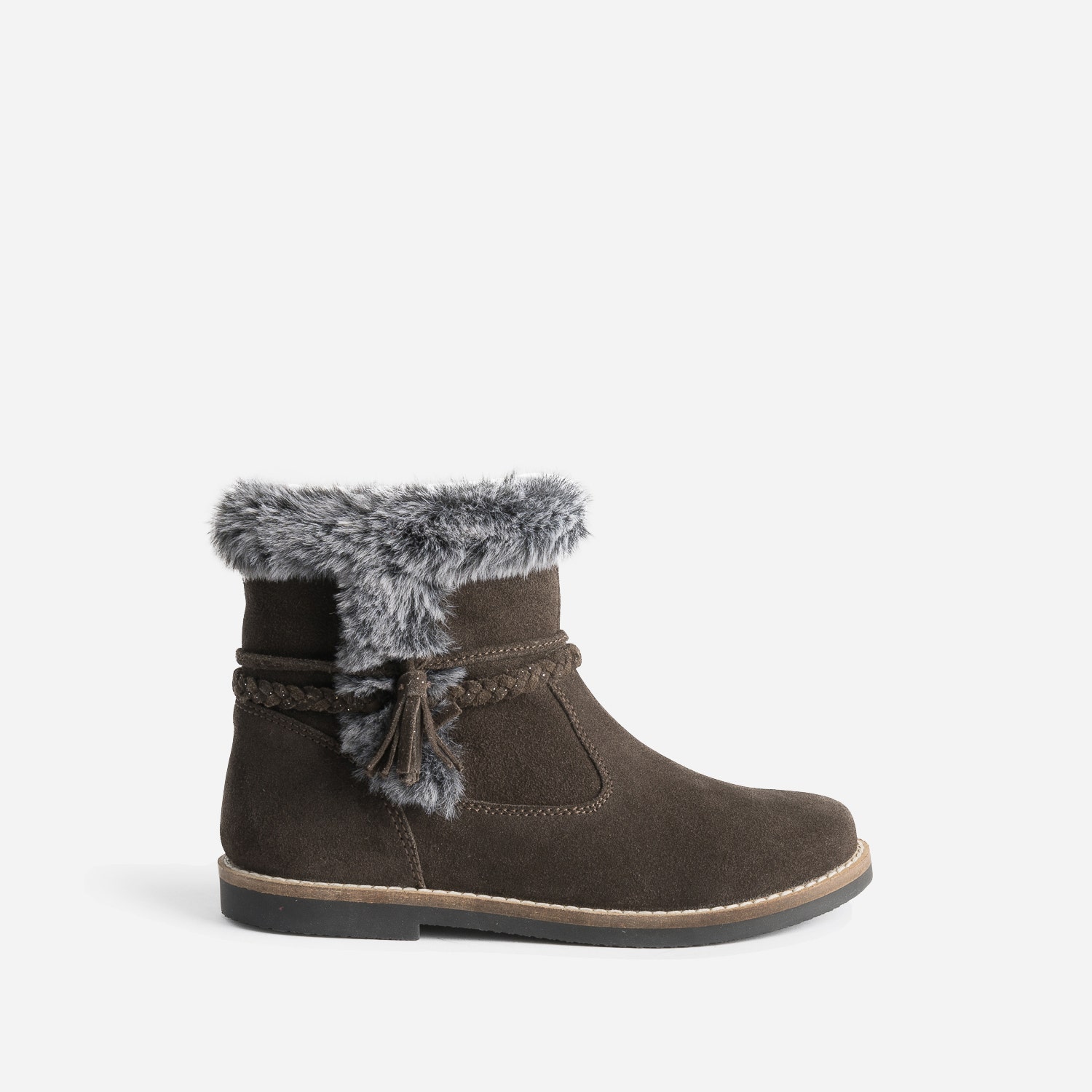 Boots BUGGY marron cuir velours à bord fourré