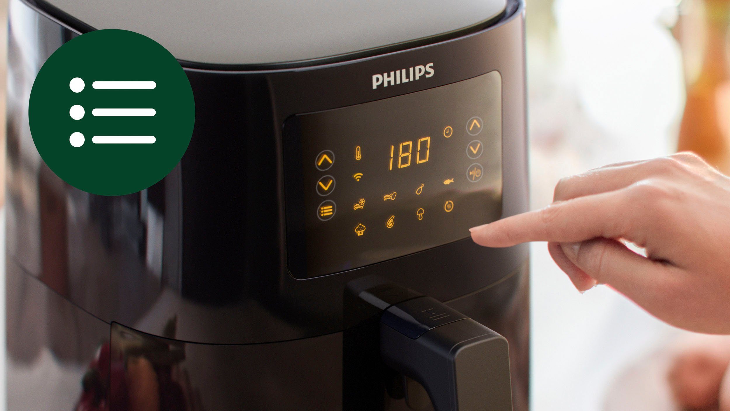 Philips Heißluftfritteuse HD9255/90 Airfryer Essential Connected, 1400 W, Rapid Air Heißlufttechnologie, digitales Display, mit W-Lan