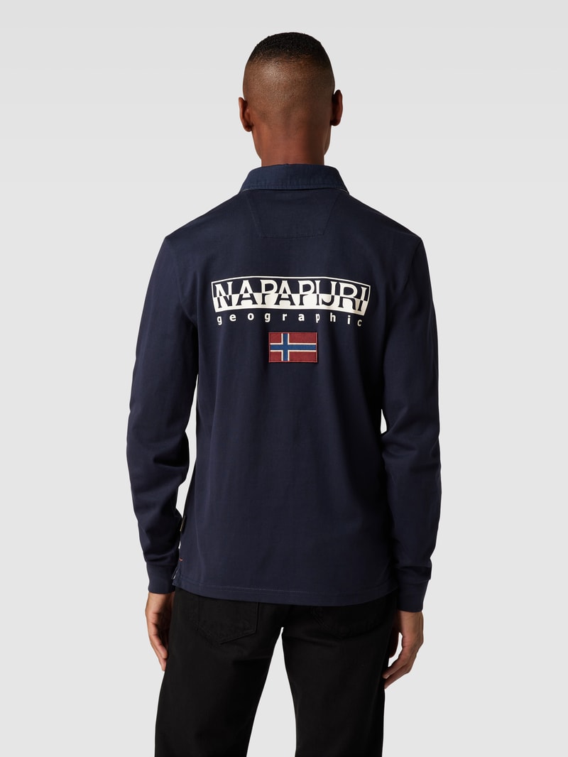 Longsleeve mit Polokragen in marineblau