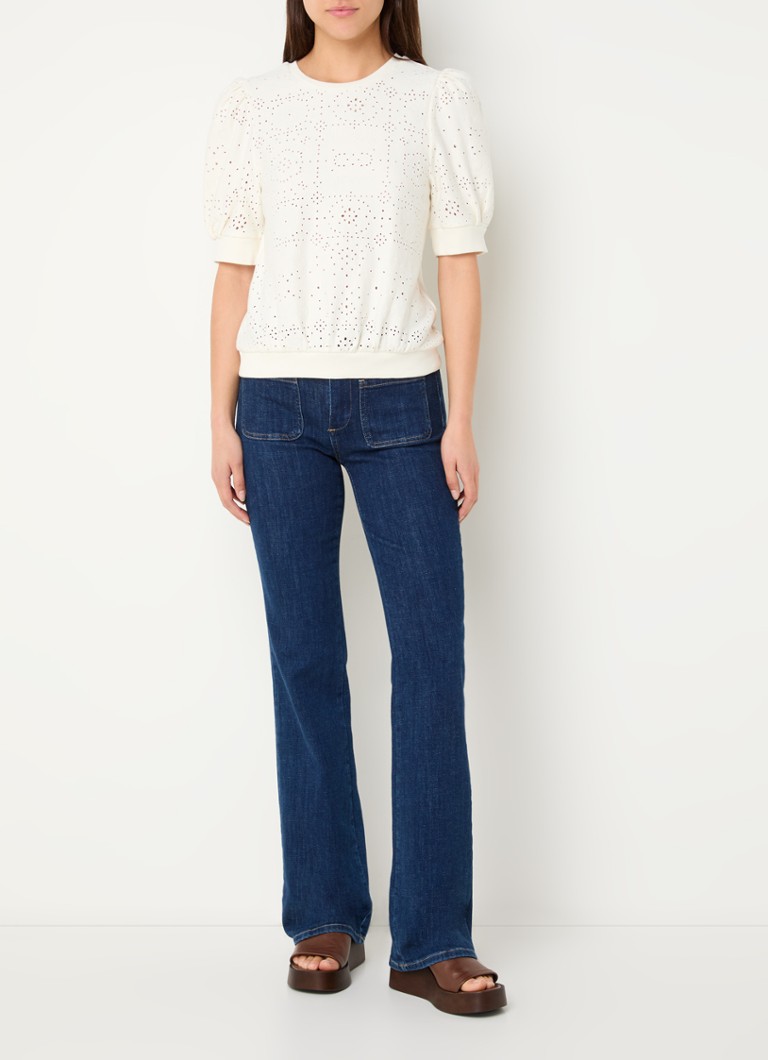 ba&sh Lael top with openwork design and puff sleeves