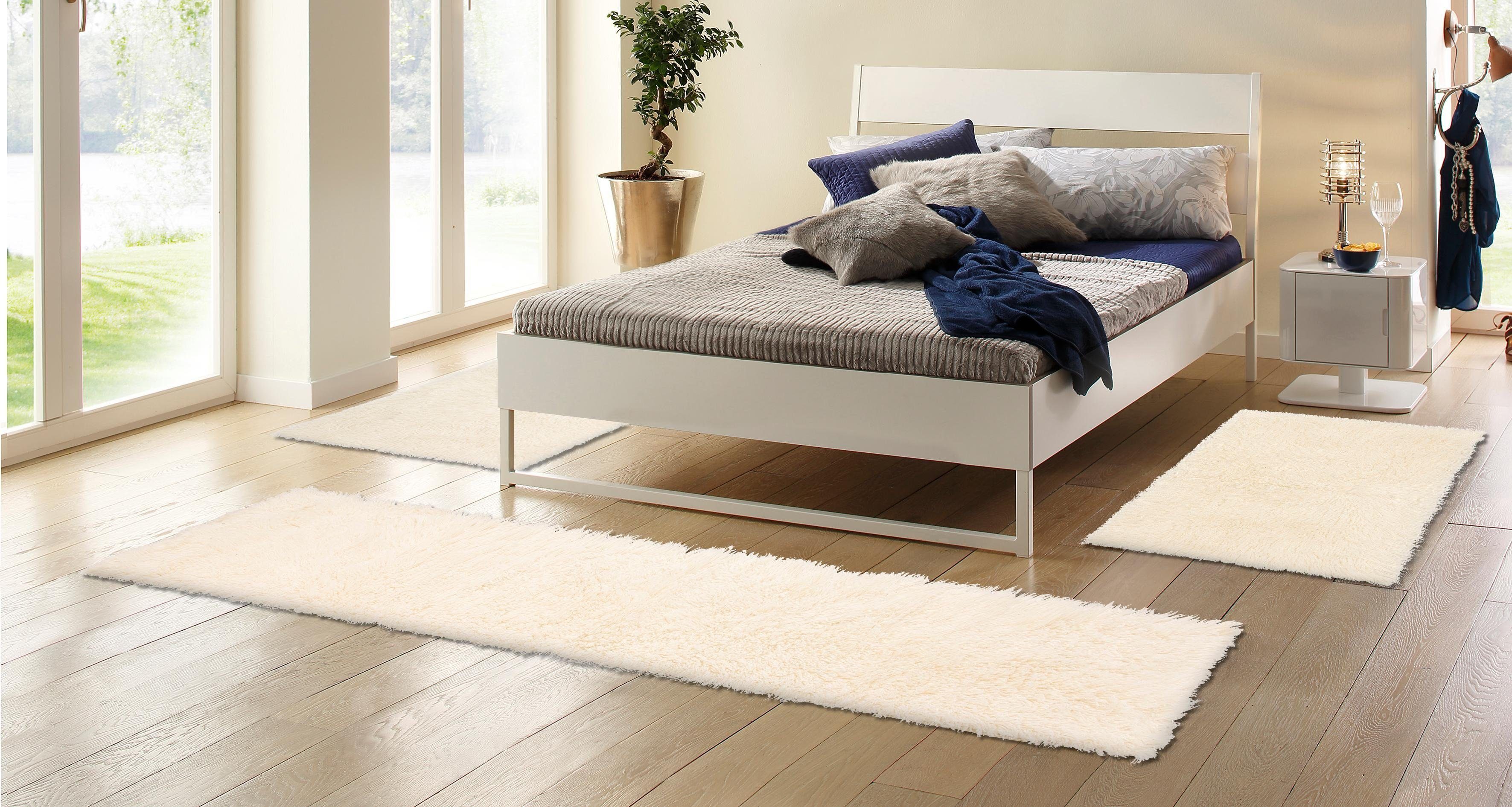 Bettumrandung Elif Home affaire, Höhe 40 mm, (3-tlg), original griechischer Flokati, Läufer-Set für das Schlafzimmer