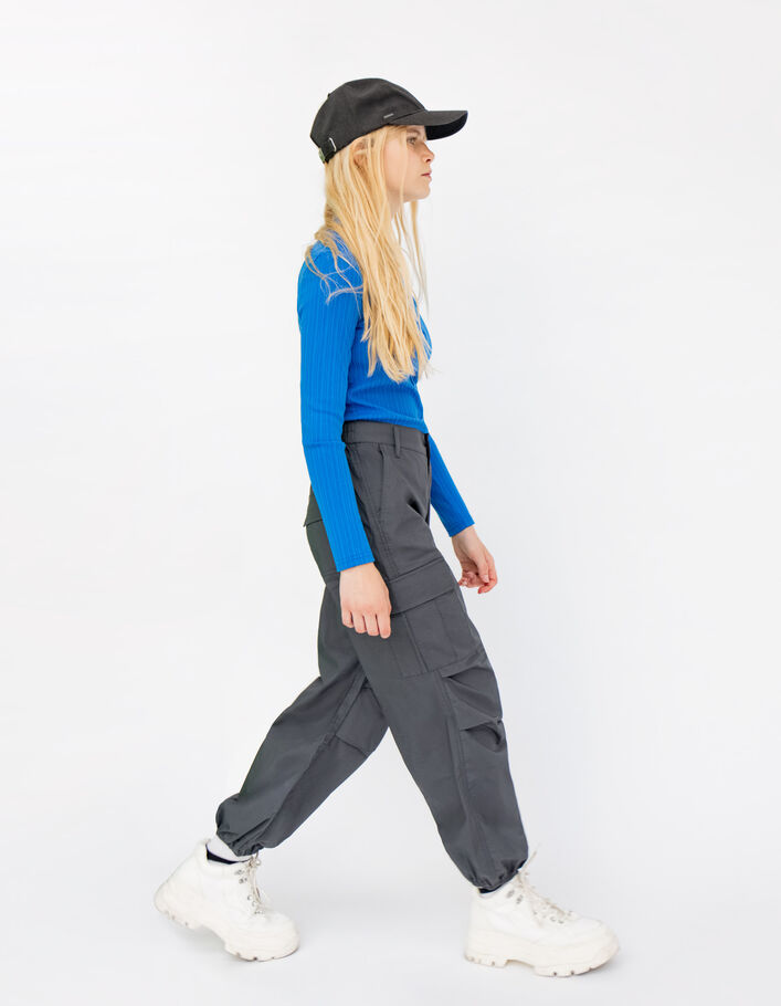Pantalon BATTLE gris toile esprit parachute fille