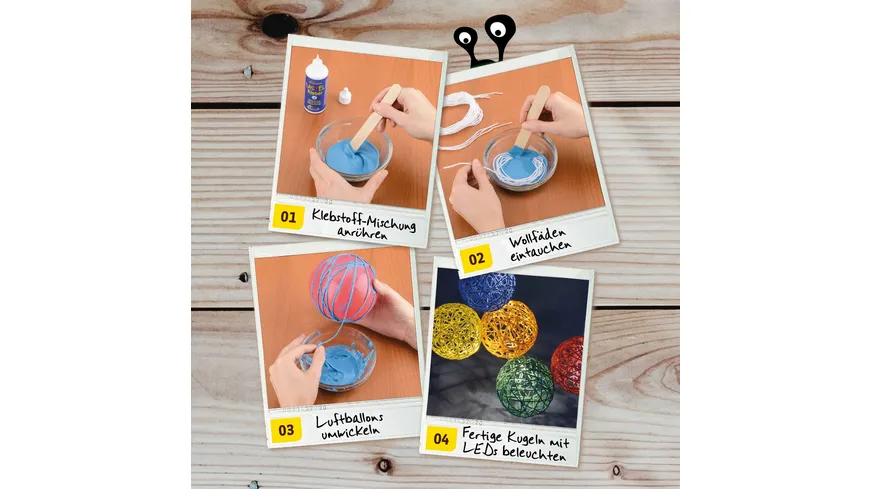 KOSMOS - Lichterkette - Bastle bunte Kugeln aus Wolle und beleuchte sie mit LEDs