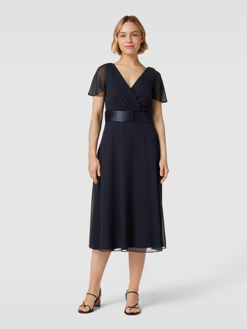 Cocktailkleid in Wickel-Optik in marineblau meliert