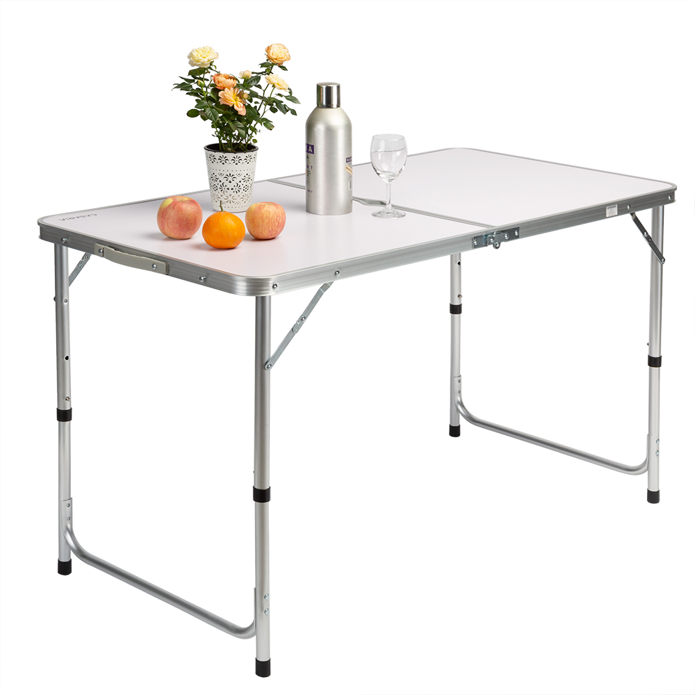 Casaria Campingtisch Alu XXL 120 x 70 x 60cm silber / weiß