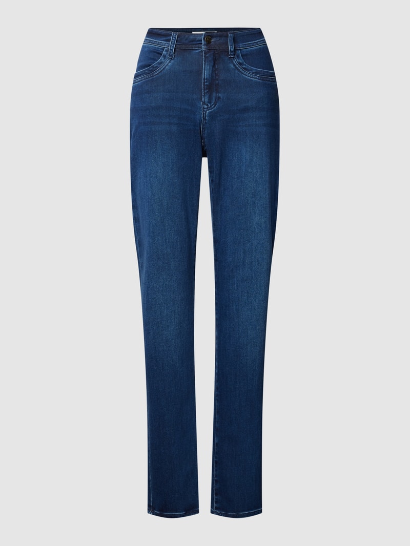 Jeans im unifarbenen Design Modell 'Carola' in marineblau