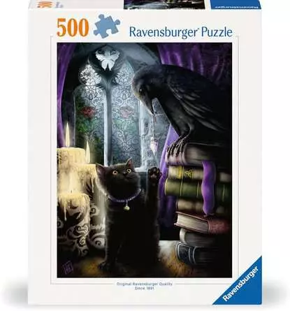 Puzzle 500 Teile - Rabe und Katze im Turmzimmer