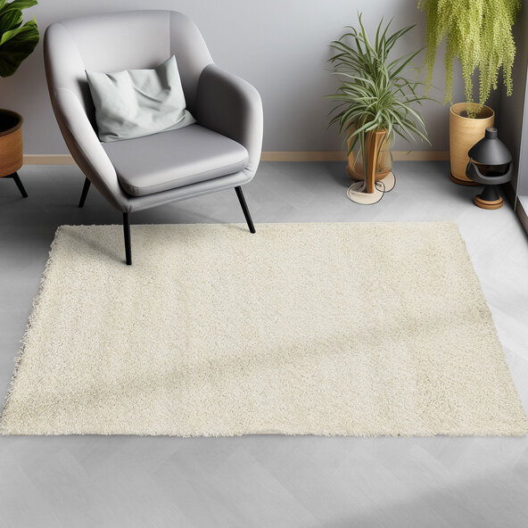 Hochflor Teppich, 120x170 cm, creme