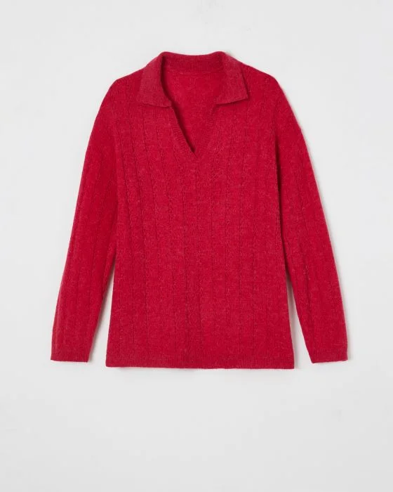 Pull col polo mélange alpaga