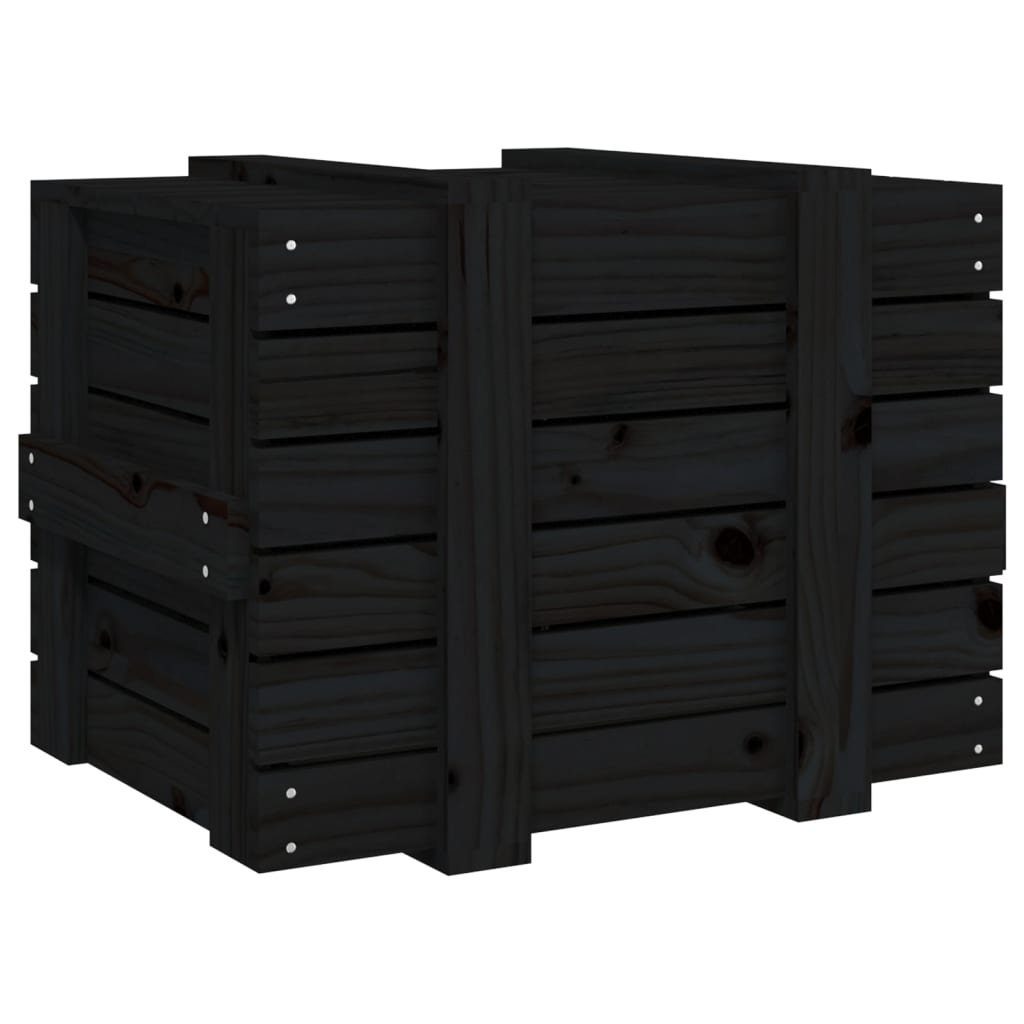 vidaXL Aufbewahrungsbox Truhe Schwarz 58x40,5x42 cm Massivholz Kiefer (1 St)