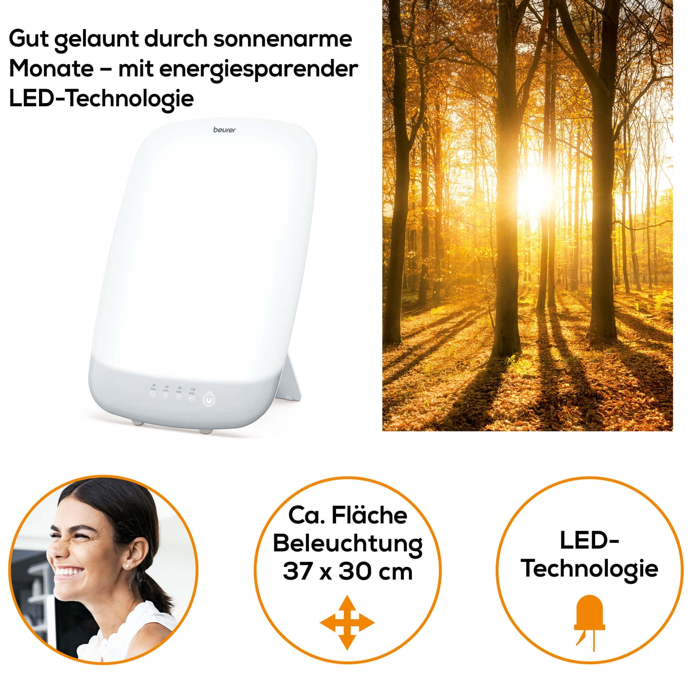 Beurer Tageslichtlampe TL 85-Tageslichtlampe platzsparend mit abnehmbarem Standfuß und LED-Technologie