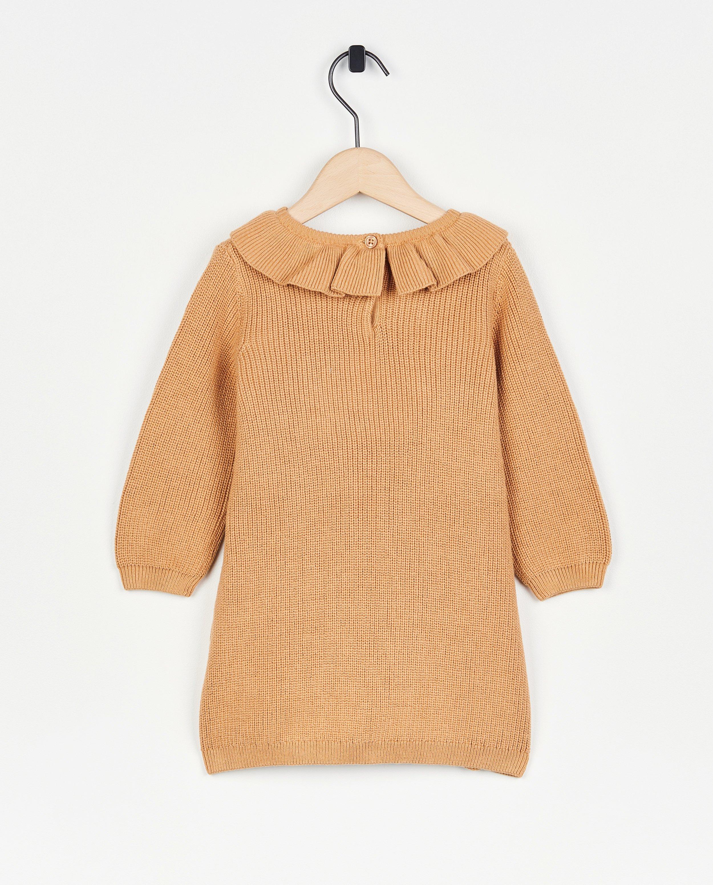 Rochie tricotată Cuddles and Smiles cu broderie bej
