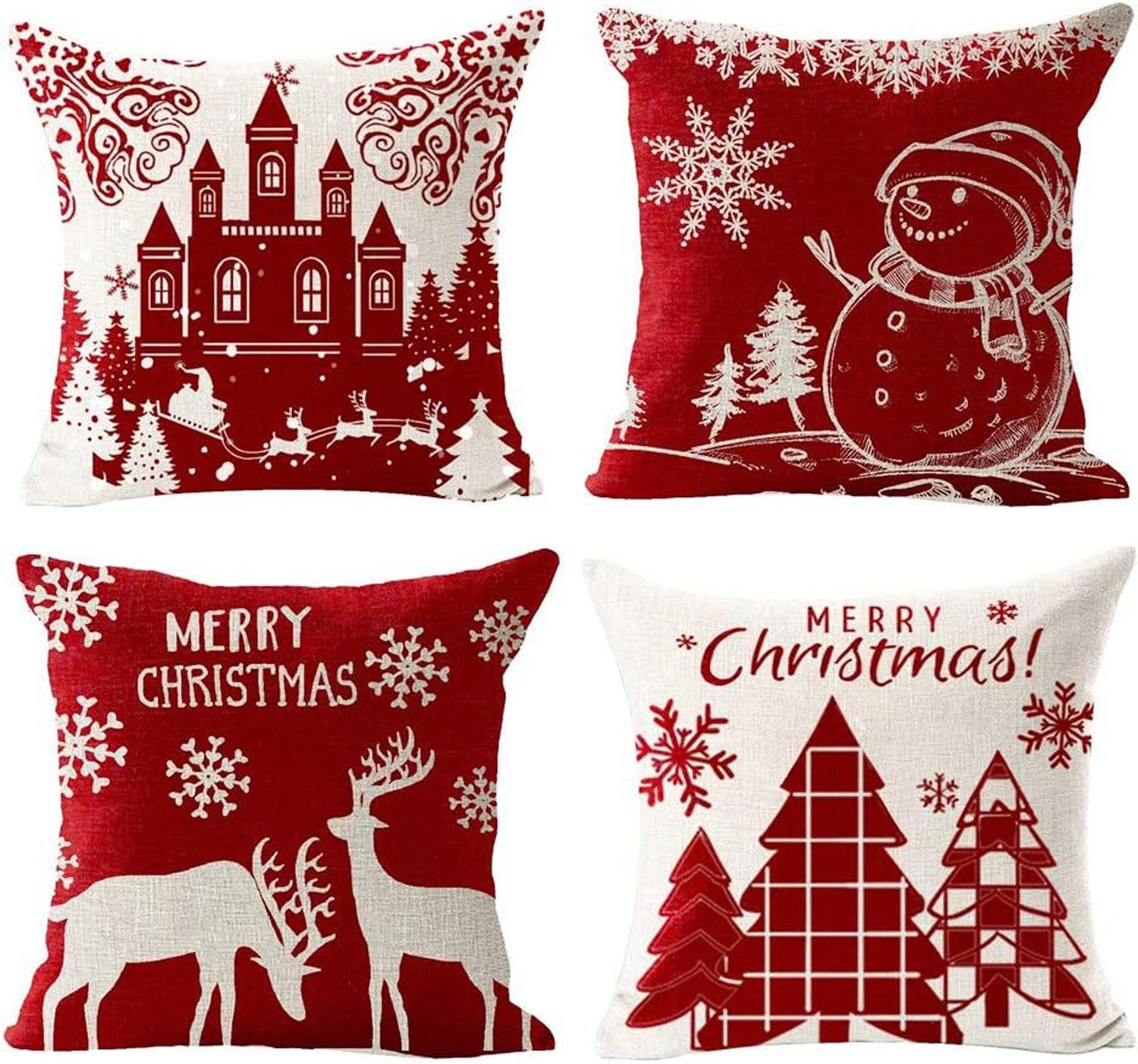 Matratze, Decken, Spannbetttuch, Weihnachten, roter dekorativer Winterkissenbezug, 45x45 cm, aikidio, aikidio, Haushalt Winter Schlafzimmer Erwärmung