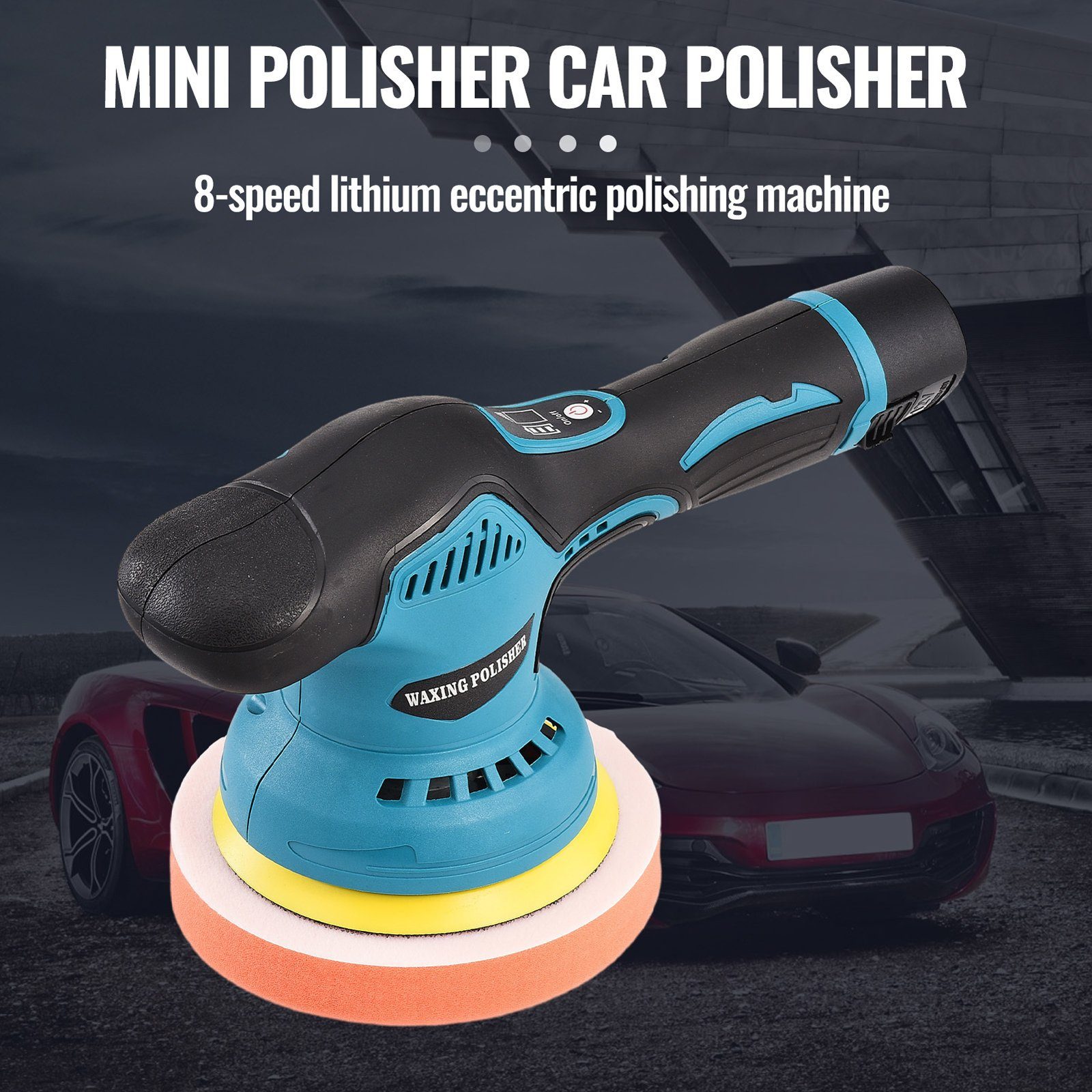 SEEZSSA Poliermaschine 12V Schnurloser, Handschleifer mit einstellbarer Geschwindigkeit, Autopoliermaschine zum Schleifen und Polieren von Autos