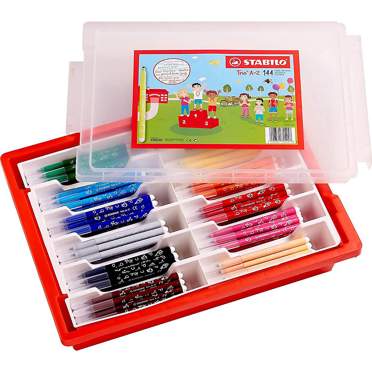 Filzstifte Trio A-Z Class Pack Mix XXL, 144 Stifte in 12 Farben in Sortierbox