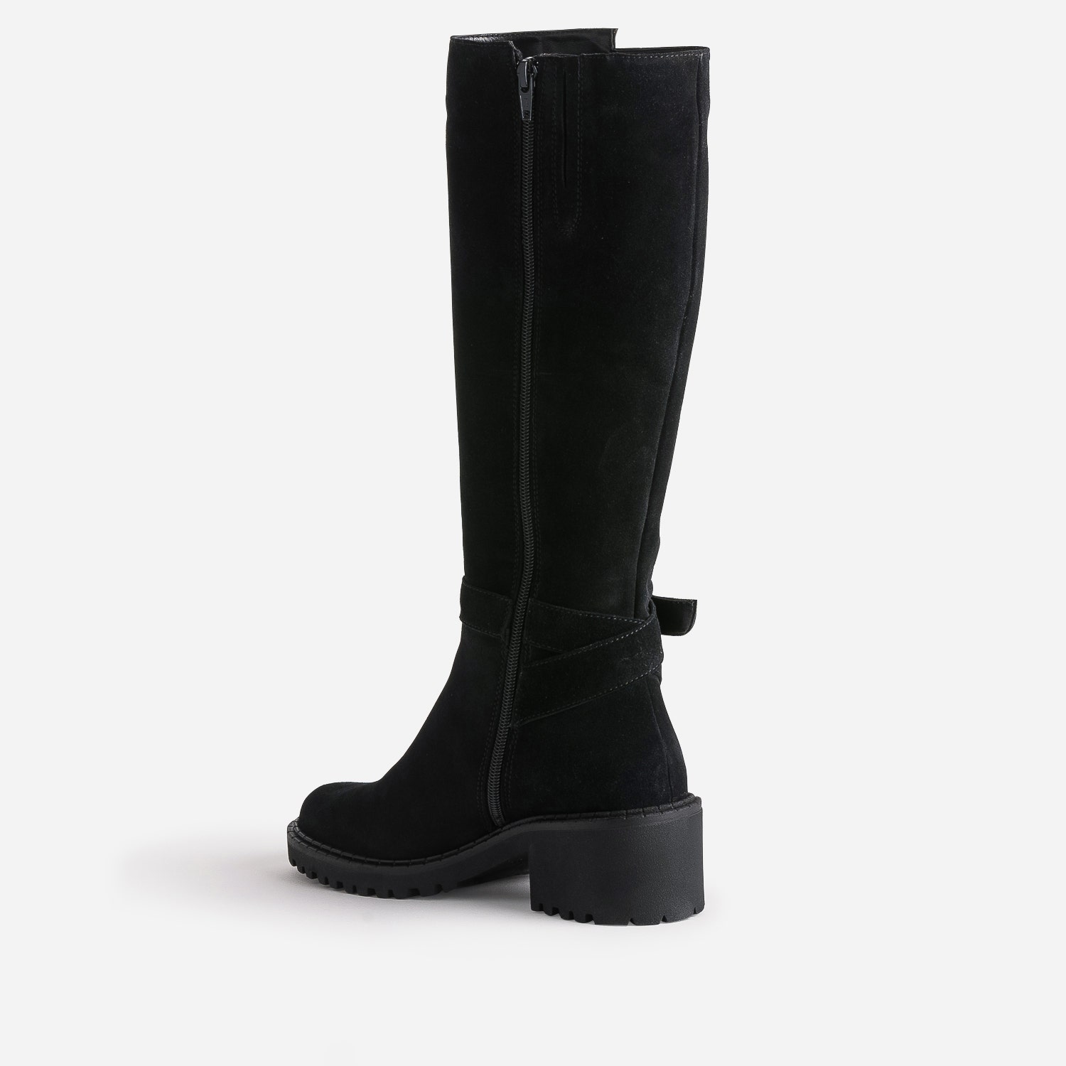 Botte esprit motard noire cuir velours