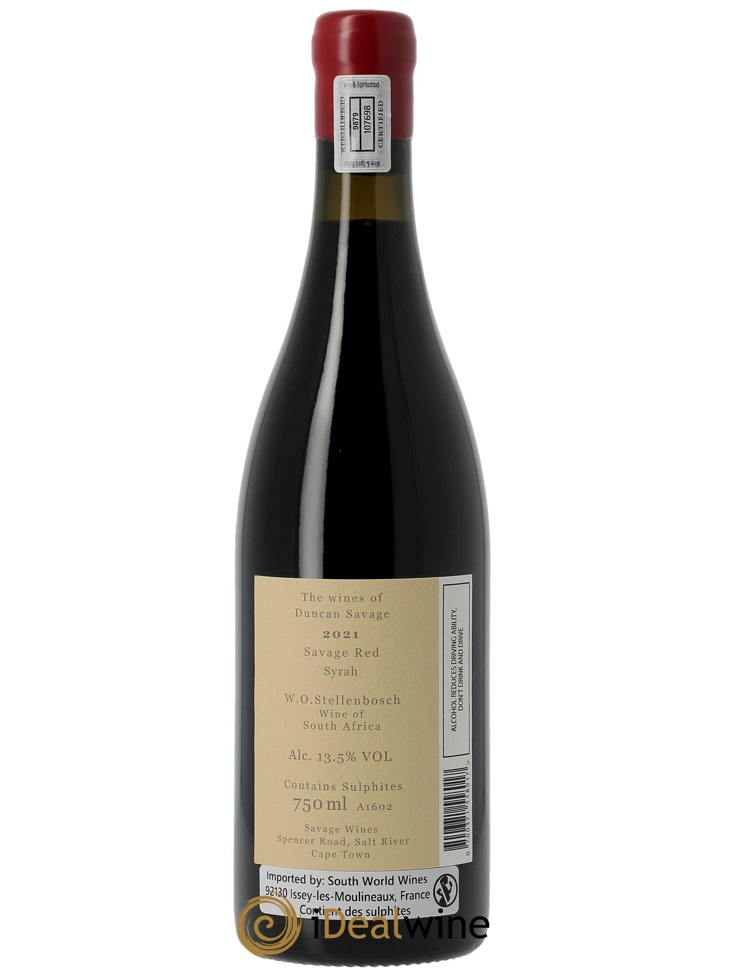 Western Cape Savage Red Syrah  2021 - Lot de 1 Bouteille