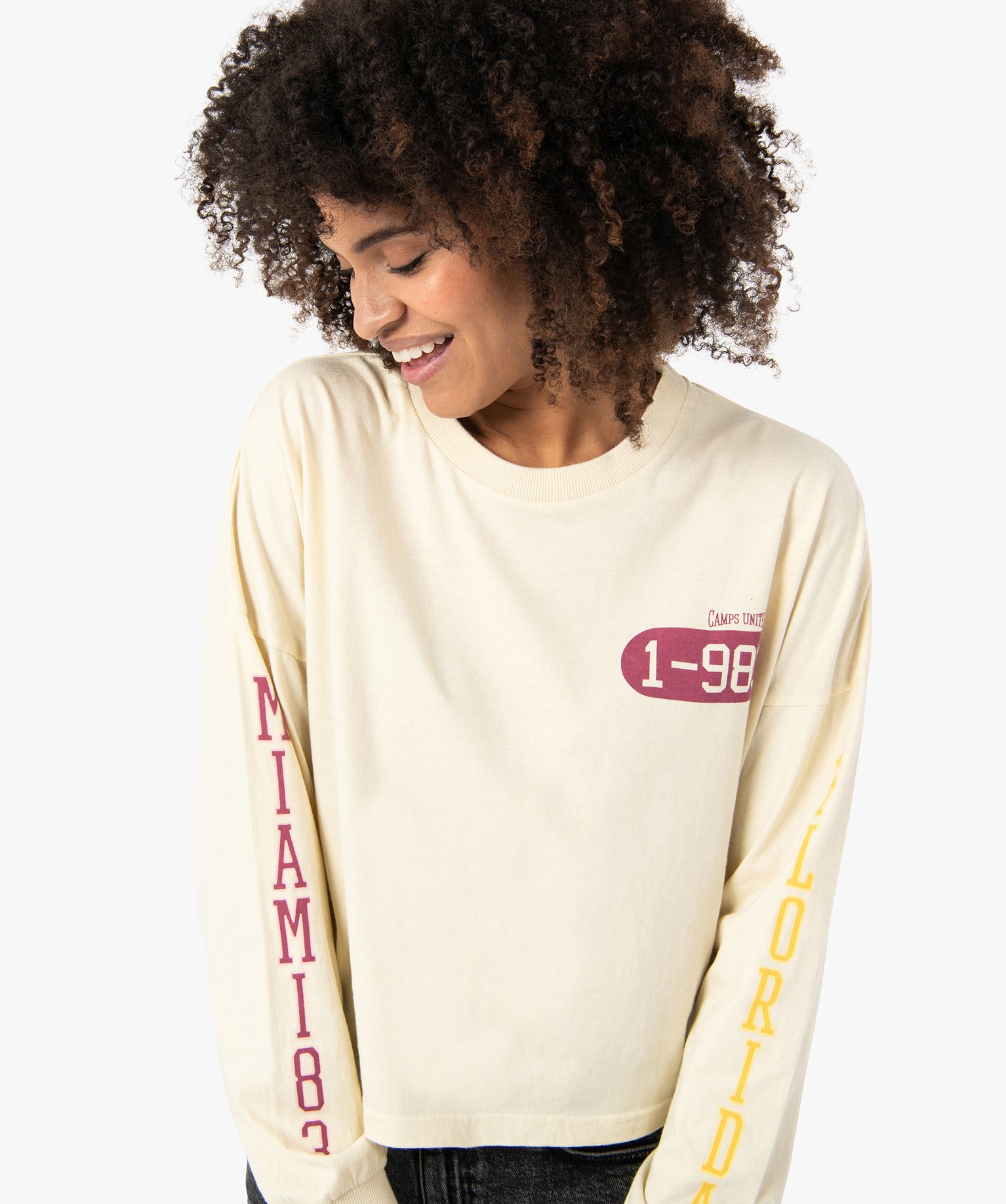Tee-shirt femme court à manches longues – Camps United gris clair | GEMO
