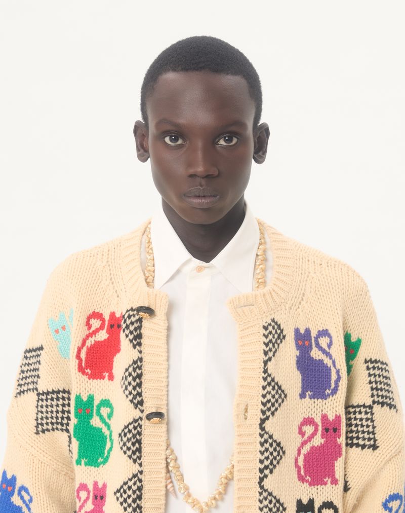Valentino wollen vest met Le Chat De La Maison jacquardpatroon