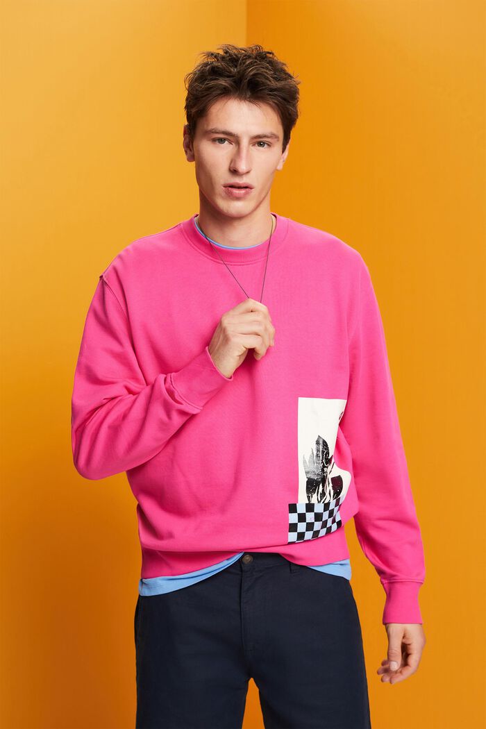 Rundhals-Sweatshirt mit Print, 100 % Baumwolle