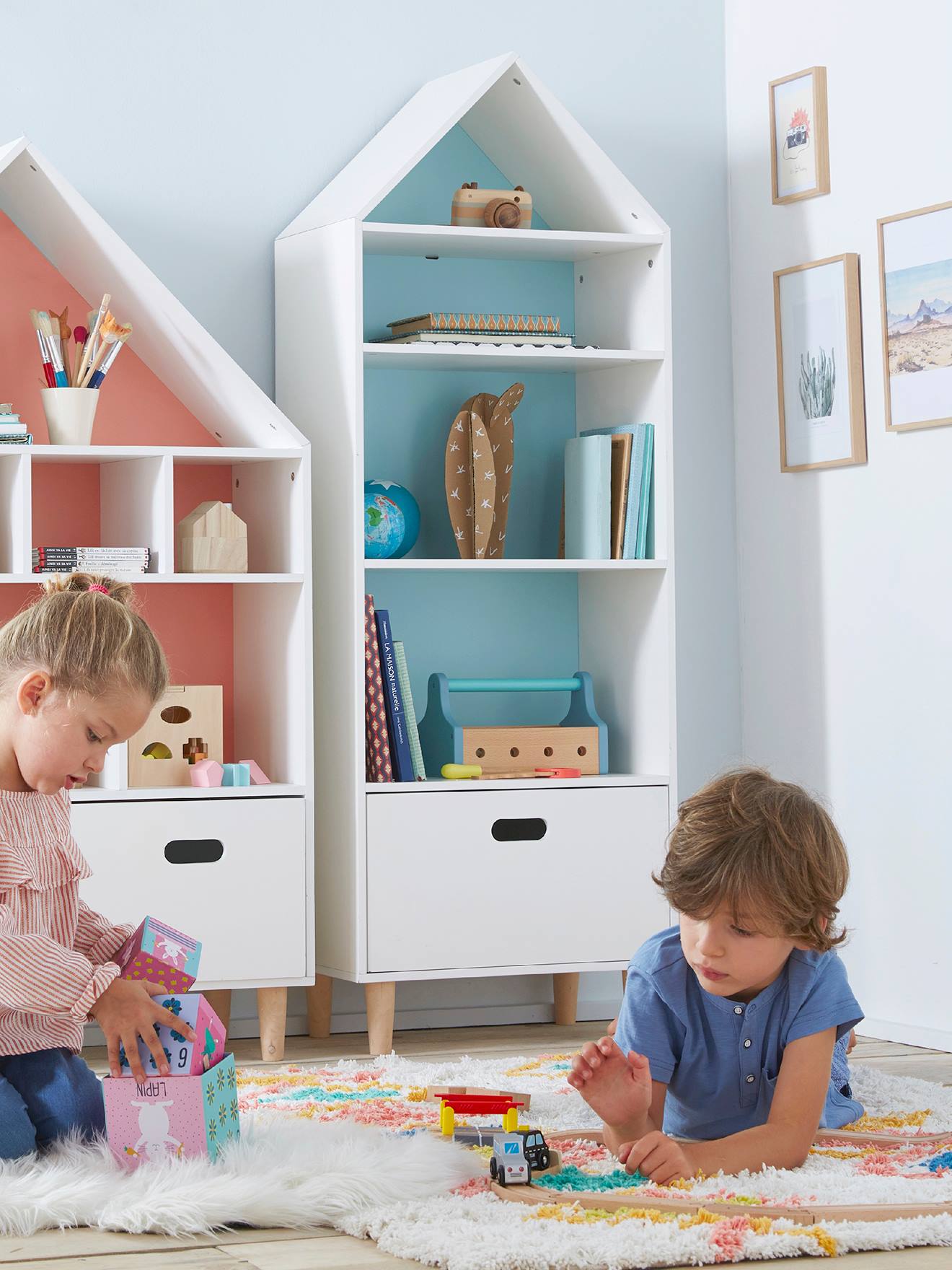 Vertbaudet Kinder Regalschrank MAISON, 5 Fächer - weiß