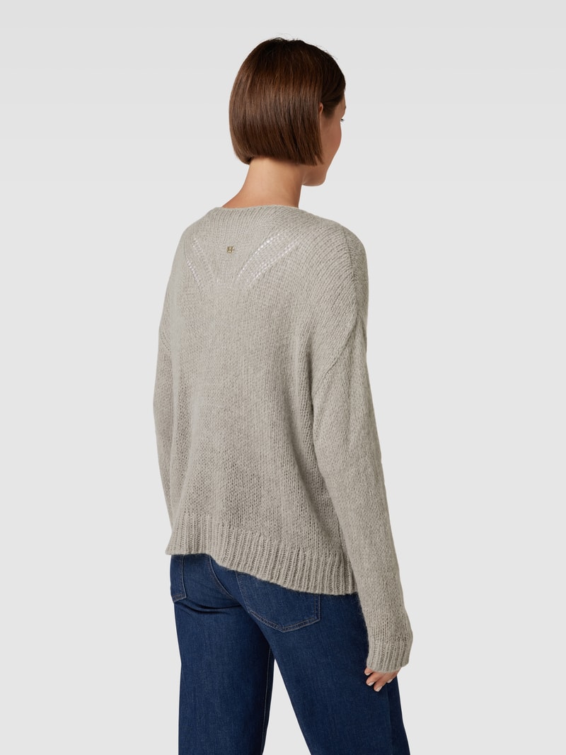 Strickpullover mit Rundhalsausschnitt in dunkelgrau meliert