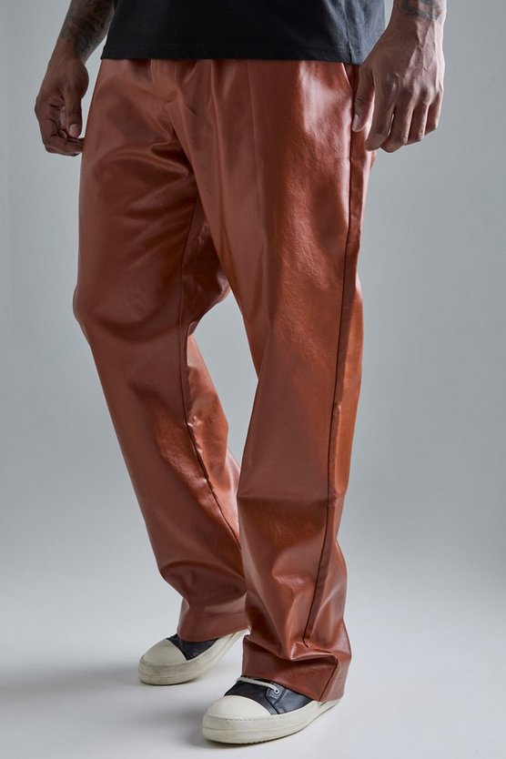 Plus Slim-Fit PU-Schlaghose