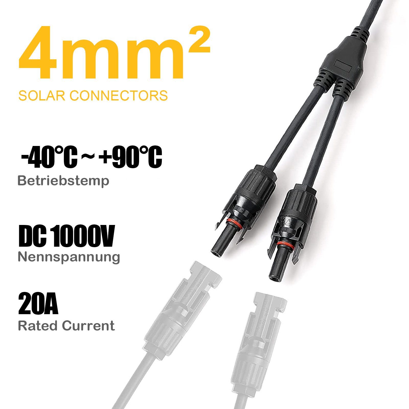 PFCTART Solarmodul Solarmodul-Adapterkabel (1 Paar mit 2 Streifen), Adapter, (2-St)