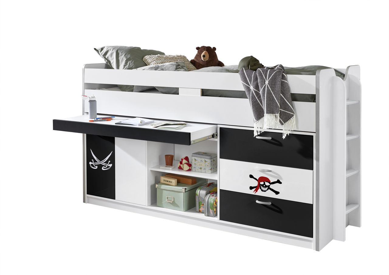 Relita Hochbett Bonny LF 90x200 cm, mit Regal, Schubladenelement und Schreibtisch