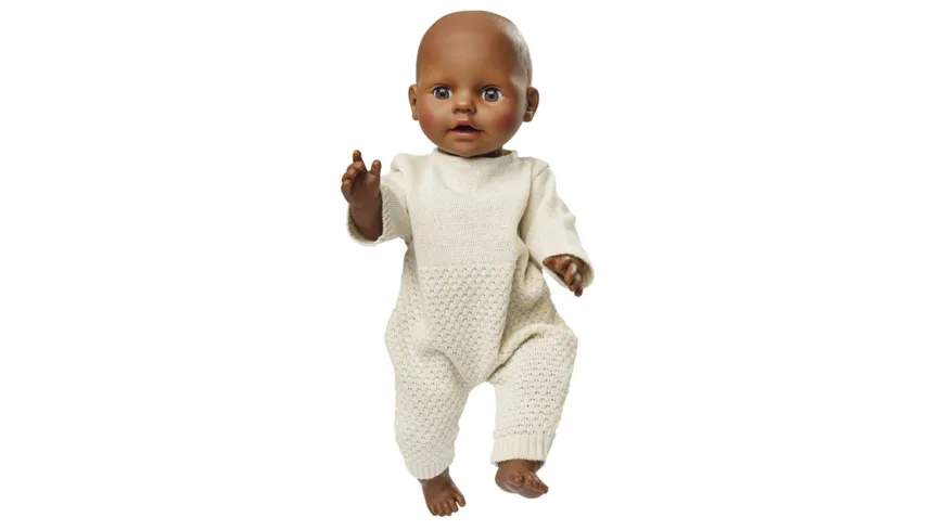 Heless - Puppen-Strickstrampler aus 100 % Bio-Baumwolle, ecru, Gr. 28-35 cm