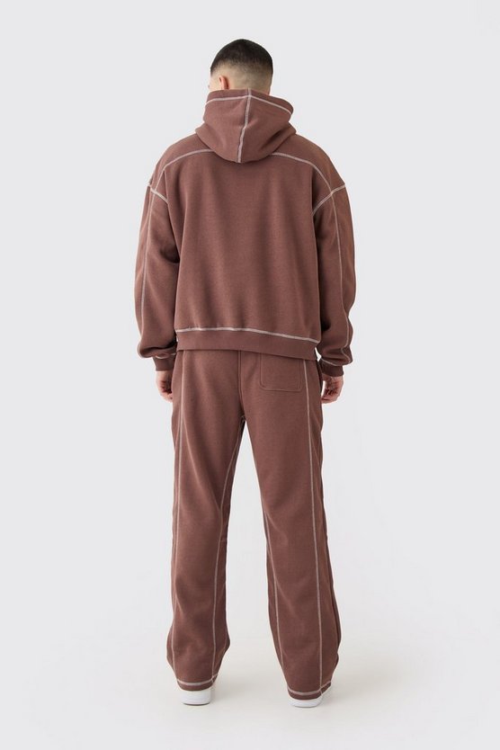 Kastiger Oversize Worldwide Hoodie mit Kontrast-Naht