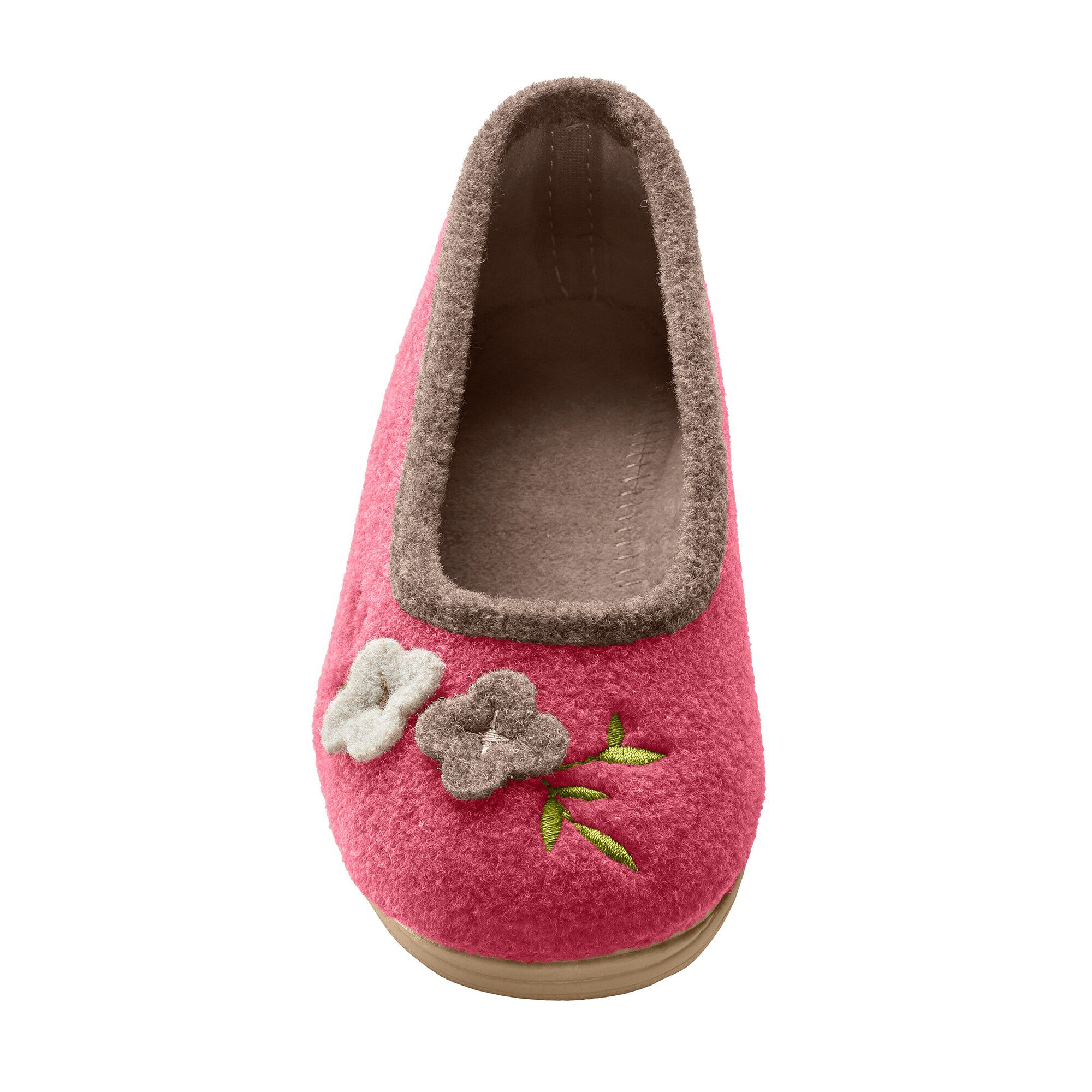 Chaussons ballerines feutrine avec fleur appliquée