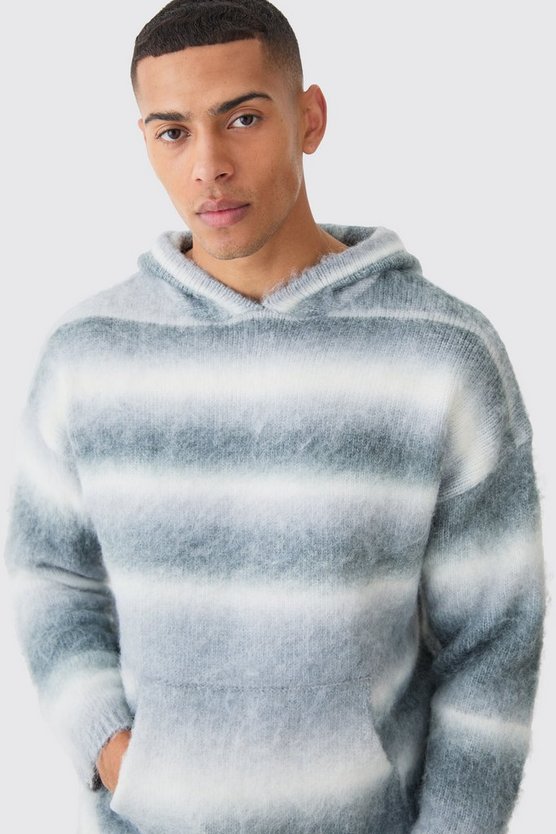 Gestreifter Hoodie in Blaugrün